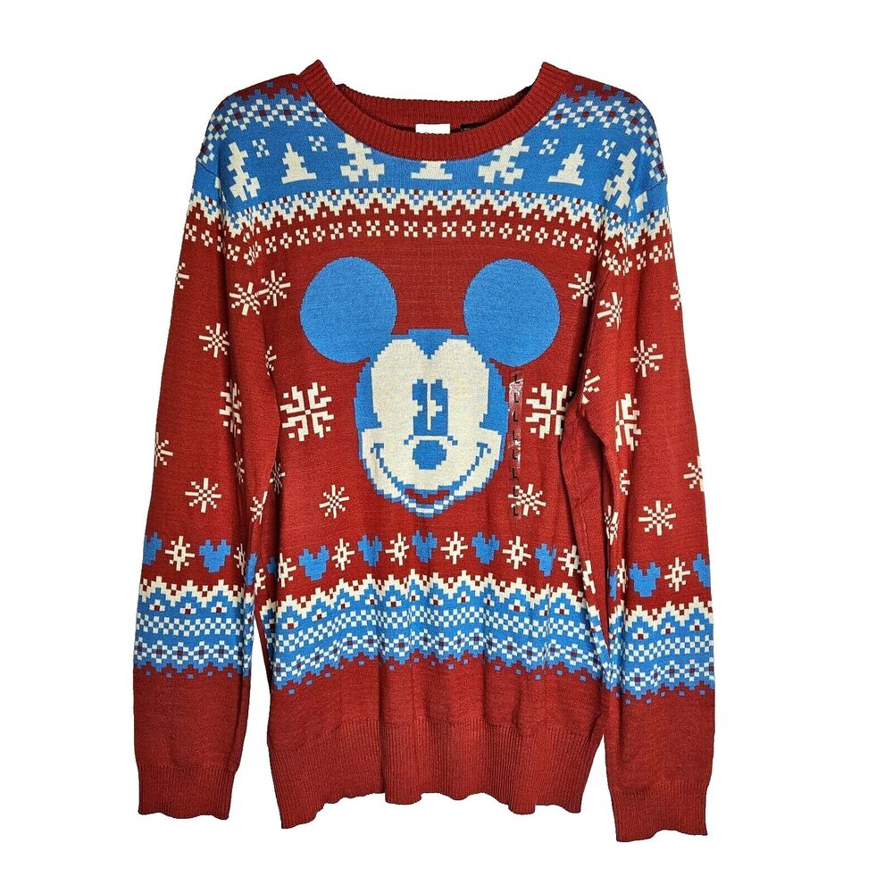 Disney Mickey Mouse Mens L Holiday Christmas Sweater NEW
